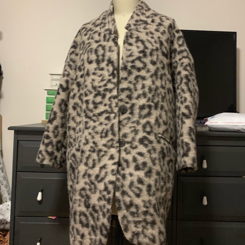 Zara Knitwear Leopard Coat